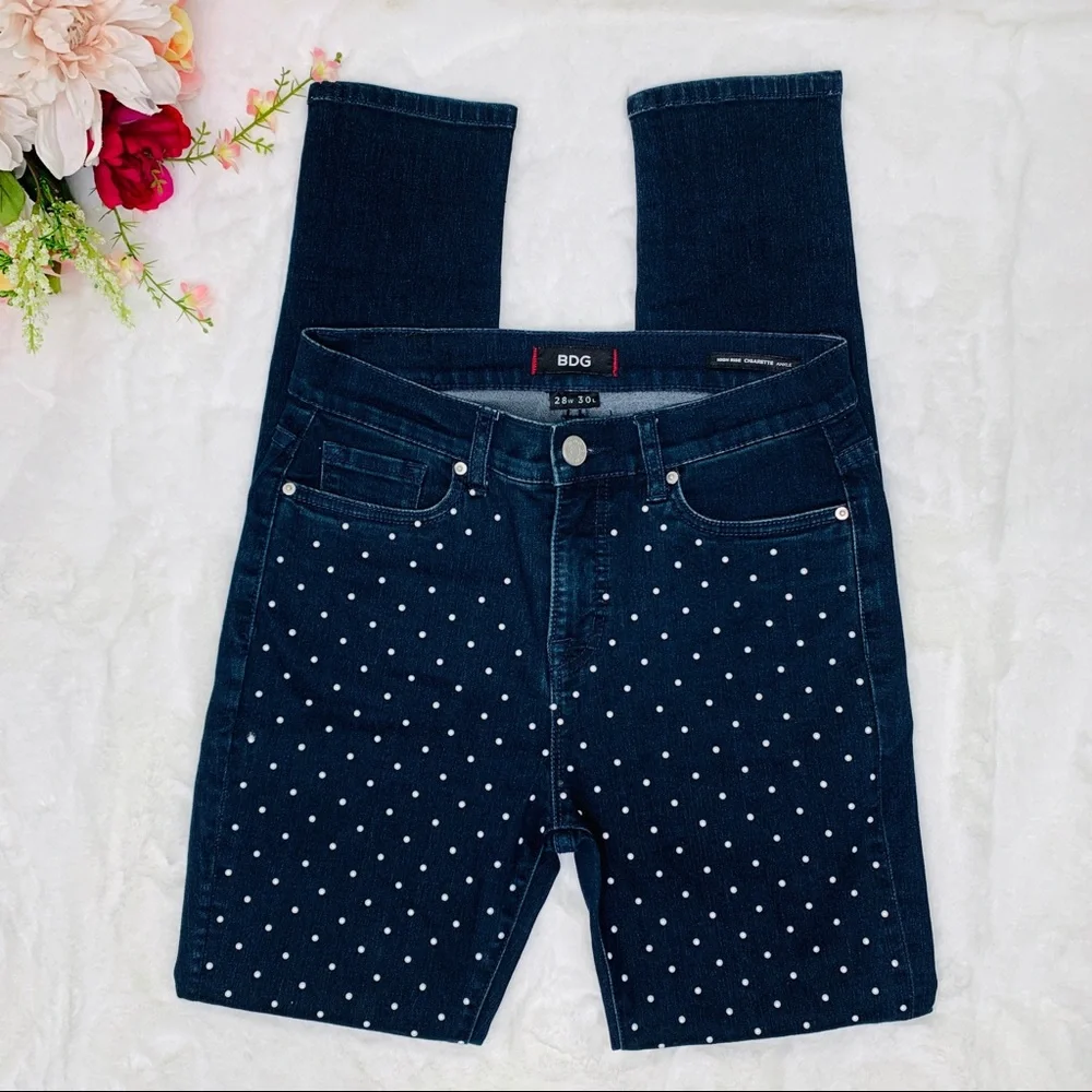 BDG High Rise Cigarette Ankle Pearl Denim Jeans 28 - Picture 12 of 14